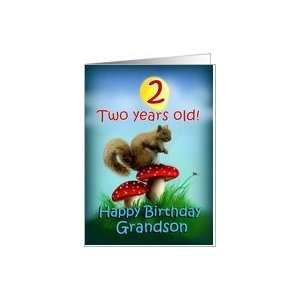    Grandson 2nd Birthday, Squirrel on Toadstool Card Toys & Games