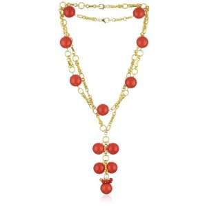 Devon Leigh Splash Of Color Coral Pearl Shell 18k Gold Dipped Necklace 