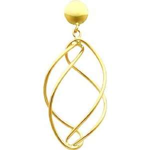    14K Yellow Gold Twisted Tube Dangle Earrings Jewelry: Jewelry