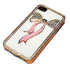 bling crystal diamond S/pink bowknot leather case battery cover FOR 