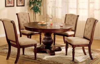 PC STYLISH BARI CHERRY ROUND WOOD DINING TABLE SET with BUTTON 