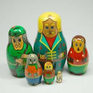  Woodsman and Witch Six Part Nesting Doll: Toys & Games
