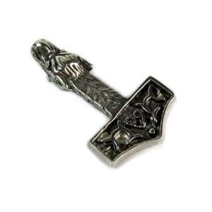  Thors Hammer Pewter Pendant on Cord Necklace, The Norse 