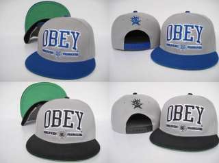 Hot!!! New Obey Athletic Hip hop Bboys Snapback Cap Hat Gery/Blue Grey 
