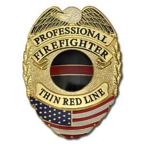   : Professional Firefighter Thin Red Line Flag Badge: Everything Else