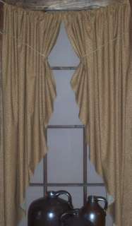 Warm Cinnamon Brown Calico Fishtail Curtain. A simple window 