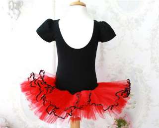 NWT Girls Xmas Red black Ballet Dance Leotard Party Tutu Dress 