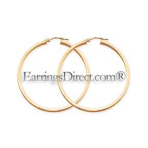 Large 14k/14kt Gold Square Tube 1 5/8 40mm Hoop Earrings Earings 