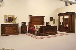 Renaissance Carved 5 Piece King Size Antique 1910 Bedroom Set  