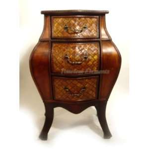 Wood Rattan Nightstand Storage Side End Table Chest 