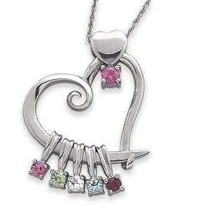   Gold Heart Slider Birthstone Pendant   Personalized Jewelry: Jewelry