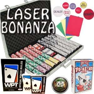  Bonanza 1000 Ct 14 Gram Poker Chip Set w Free Buttons, WPT Book Set 