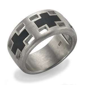  Sterling Silver Black Cross Ring, Size 10: Jewelry