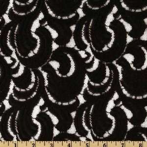  58 Wide Lace Flourish Black Fabric By The Yard: Arts 
