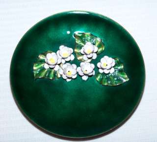   3D Handcrafted BOVANO Enamel on Copper Lily Pad Flower Plate  