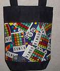 new handmade small bingo games blue background denim tote bag
