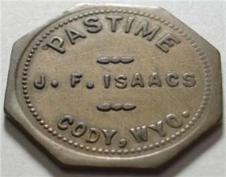 CODY, WYOMING, Good For 20¢ In Merchandise, TRADE TOKEN The Pastime J 