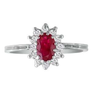    Gorgeous Ruby and Diamond Pinky Ring in 14k White Gold Jewelry