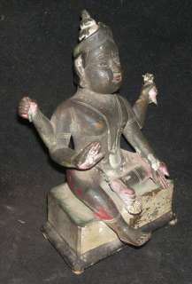 Antique Hindu Traditional Indian Ritual Bronze Of Goddess Laxmi 