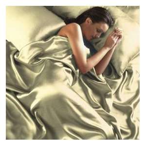   Cream Satin King Size Duvet Cover & Fitted Sheet Set: Home & Kitchen