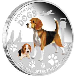 2011 WORKING DOGS 1OZ SILVER PROOF COIN *BEAGLE*  