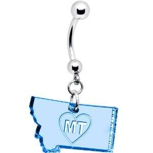  Light Blue State of Montana Belly Ring: Jewelry