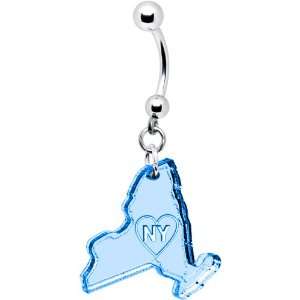  Light Blue State of New York Belly Ring: Jewelry