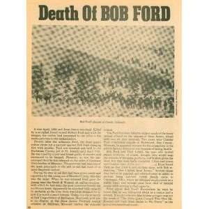  1970 Death of Bob Ford Killer of Jesse James Everything 