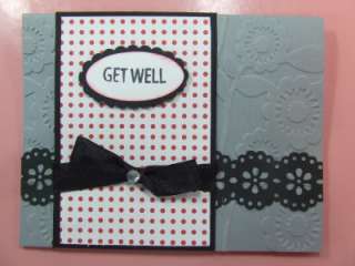   GET WELL~ Card STAMPIN UP Bling Rhineston Flowers Sizzix 3D EMBOSSED