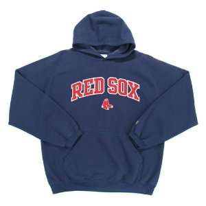 Boston Red Sox Sweatshirt   Goalie Hooded (Navy) (Felt Applique 