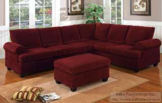Modern Red Fabric Sectional Sofa Couch Set Furniture F7  