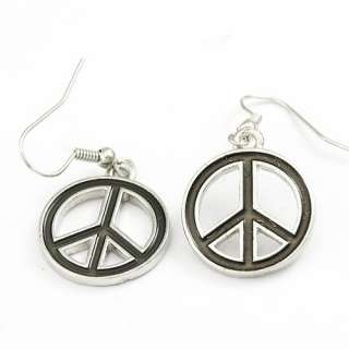 H9872 Vogue black Peace sign gems Necklace Earrings set  