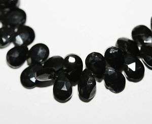 Black Spinel Faceted Drop Briolette Beads 8x6mm  