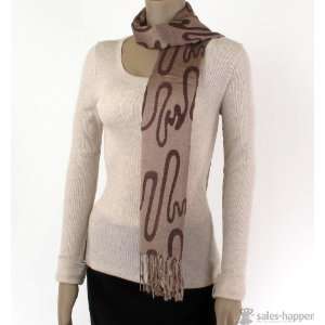  68 x 28 Scarf 100% Cashmere Rich color squiggly pattern 