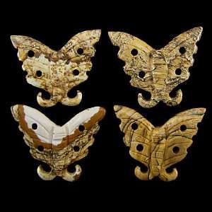  45mm Owyhee picture jasper carved butterfly pendant