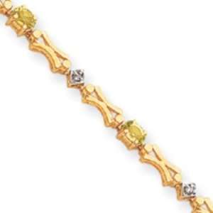  14k Gold Completed Fancy Bow Tie Link Diamond/Peridot 