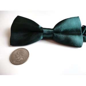  Satin Clip on Bow Tie, Mens Bow Tie, Thin Bow Tie (Forest 
