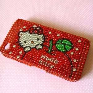 Hello Kitty Iphone 4 Rhinestone Bling Case with Hk Red Crystal with 