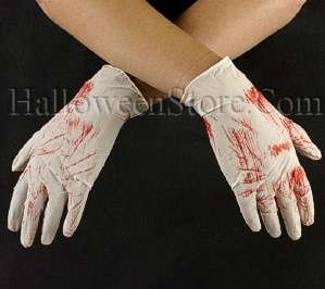 Bloody Latex Gloves  one pair of blood stained latex gloves.