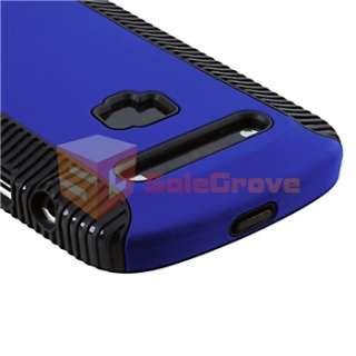Black Blue Hard Gel Case+Charger+Privacy Film For BlackBerry Bold 9900 
