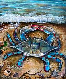 BLUE CRAB GICLEE of Painting Ocean Beach Maryland Kristine Kasheta ART 