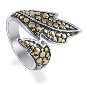    Sterling Silver Gold Spotted Leaf Band Ring Size 7 Jewelry