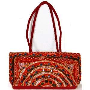   Embroidered Handbags with Mirrors   Pure Cotton 