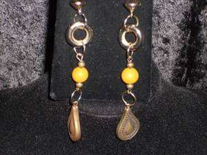 Vintage Dangle Gold, Brass and Silver Tone Pierced Earrings  