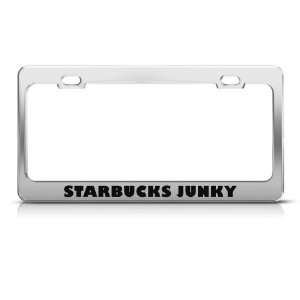  Starbucks Junky Humor license plate frame Stainless Metal 