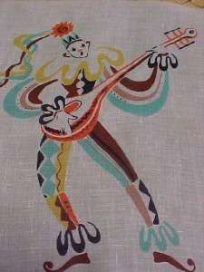 Carl Tait Strumming Court Jester Vintage Hanky Handkerchiefs  