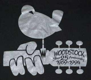 VTG WOODSTOCK SILVER 25TH ANNIVERSARY SHIRT 1994 M  