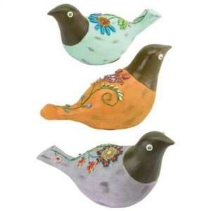   Folk Art Bird Family Set Of 3 Brightly Painted Beads: Home & Kitchen