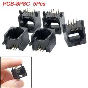   Type 90 Degree Black Modular Network PCB Jacks 5 Pcs