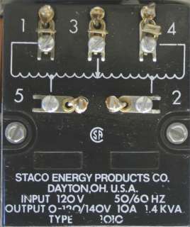 Staco 1010 Variable Transformer 1000 Series PowerStat  